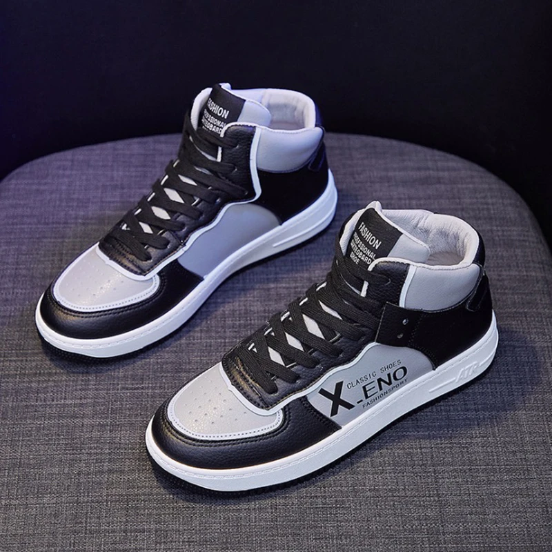 

Women Shoes Fashion PU Leather Casual Shoes For Women Increase Women Sneakers Autumn Flats Platform High Top Off White Shoes