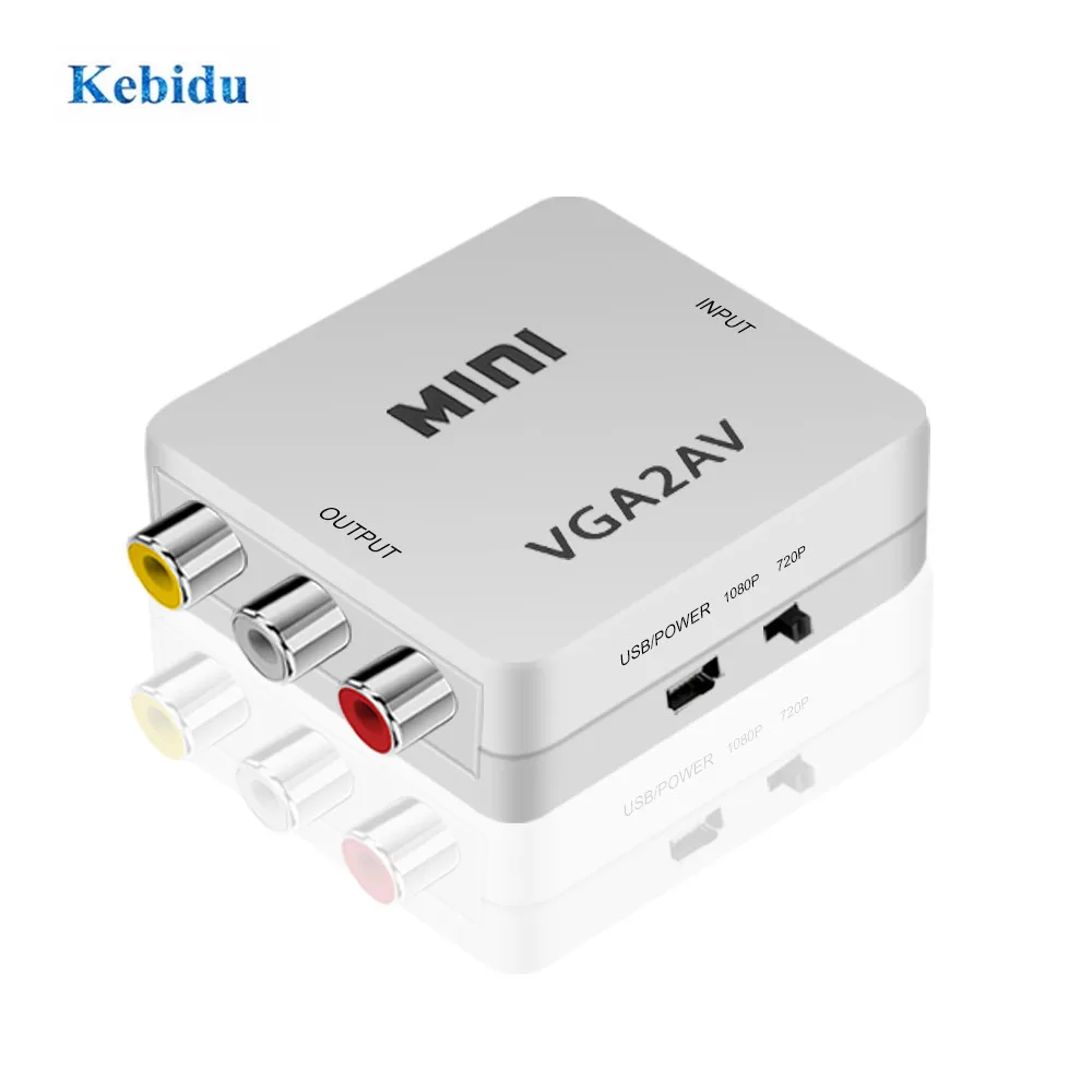 1080P VGA2AV видео конвертер коробка VGA в AV RCA с 3 5 мм аудио к ПК HD ТВ конвертер|Кабели VGA| |