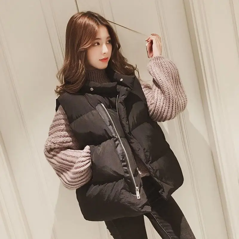 Осенне зимний пуховой хлопковый жилет Женское пальто Свободный теплый плотный