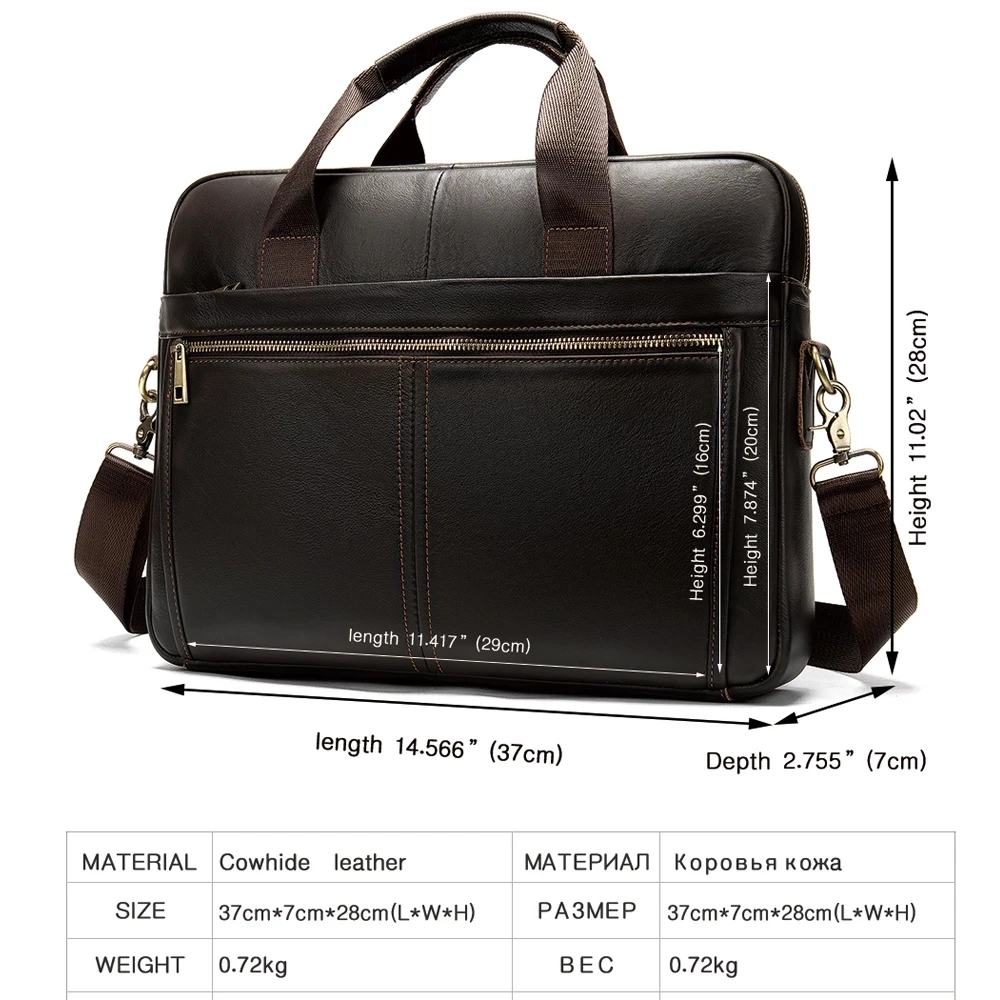 business work office men genuine leather hand shoulder bag laptop handbag for documents a4 briefcase male cow big fashion bolsas free global shipping