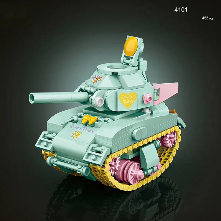 Милая немецкая Розовая модель танка M4 Sherman среднего размера ww2 мини конструктор