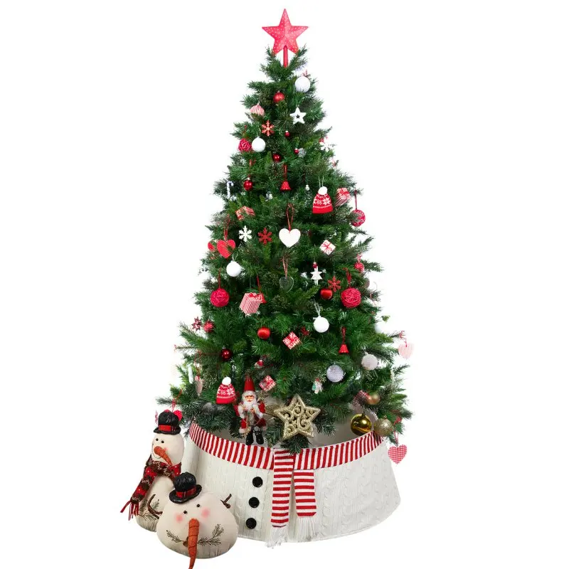 

Christmas Tree Skirt Snowman Shape Knitted Material Christmas Tree Collar Base Cover Festival Party Home Living Room Decoration