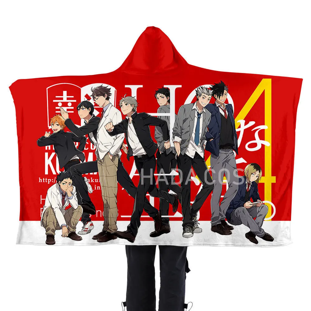 Модное домашнее пончо для дома Haikyuu! Японское одеяло с капюшоном мальчиков и
