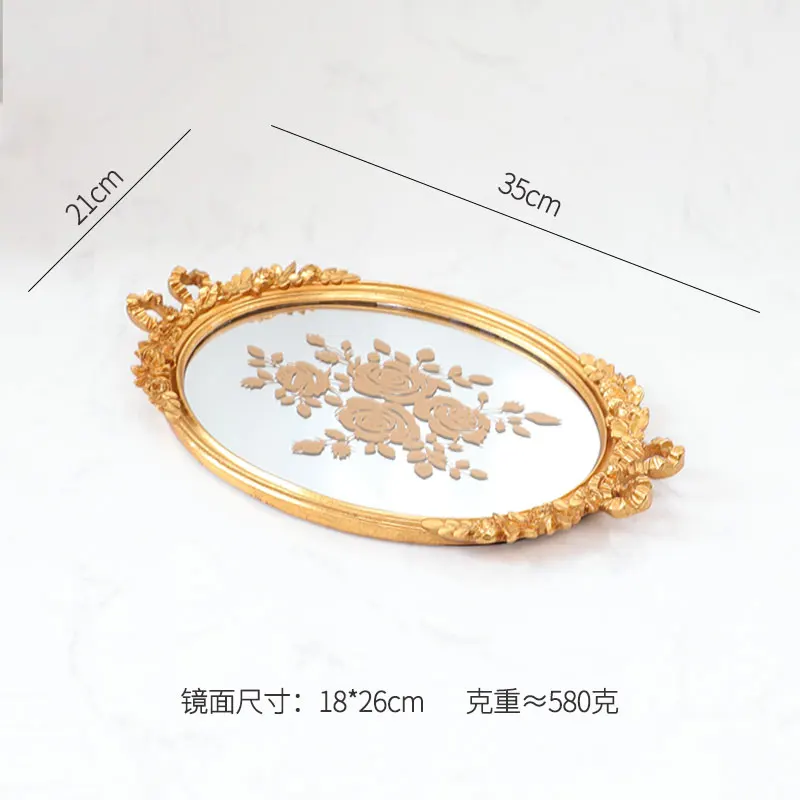 

Golden Bow Glass Storage Tray, White Debris Tray, Kitchen Tray, Home Decoration Mirror Tray