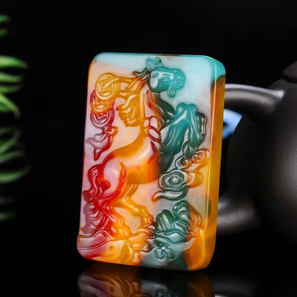 Натуральный Нефритовый камень Hetian подвеска в виде лошади ювелирные изделия из