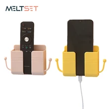 Wall Mounted Organizer TV Air Conditioning Remote Control Storage Box Mobile Phone Charging Stand Adhesive Phone Plug Holder