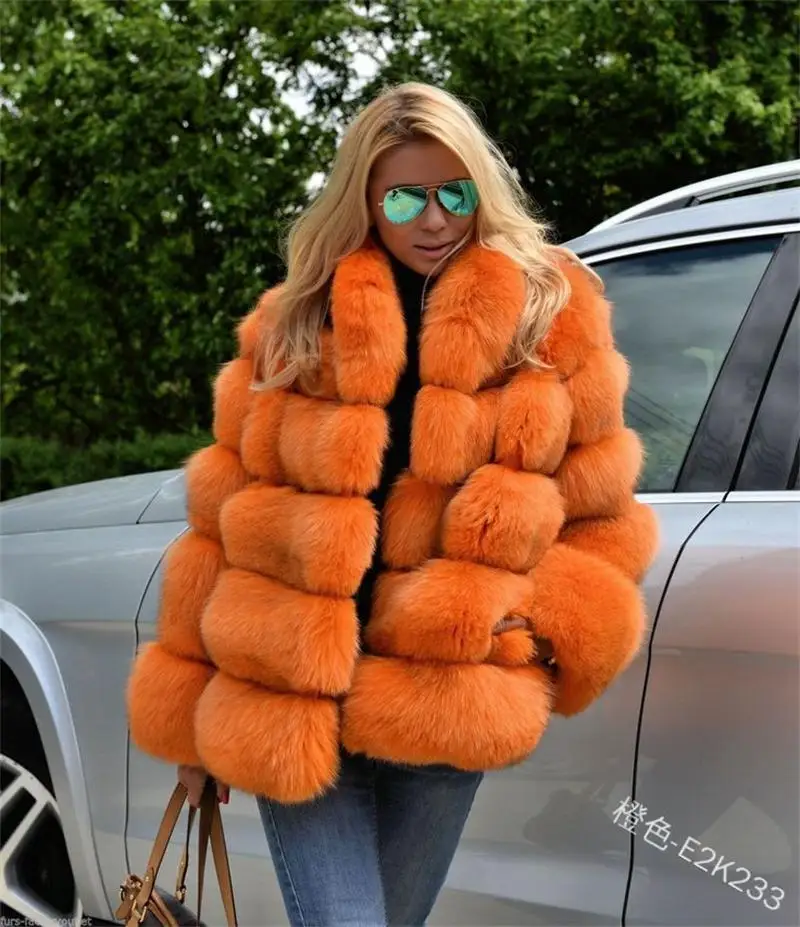 2022 Faux  Winter Thicken Loose Temperament Commuter Pure Color Rabbit Fur Fashion Jacket Women