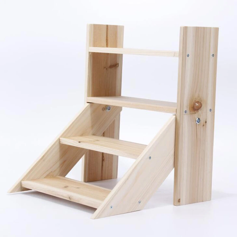 natural color new wood flower shelf rack home floor-style living room green flower pot shelf multi-layer indoor flower stand Desktop flower s - Color: natural color