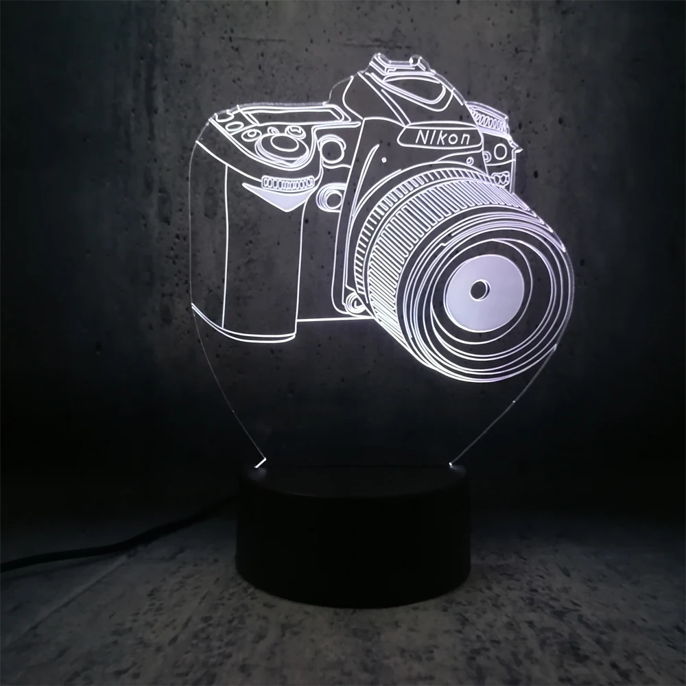 Светодиодный светильник для камеры Nikon креативная 3d лампа светодиодный USB ночник