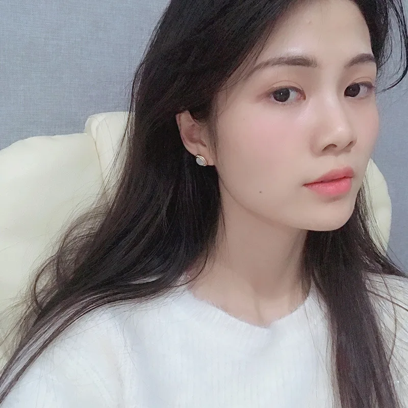 Hot Korean Baroque Opal stud Earring for women gold Color metal circle statement earring Fashion jewelry 2019 | Украшения и