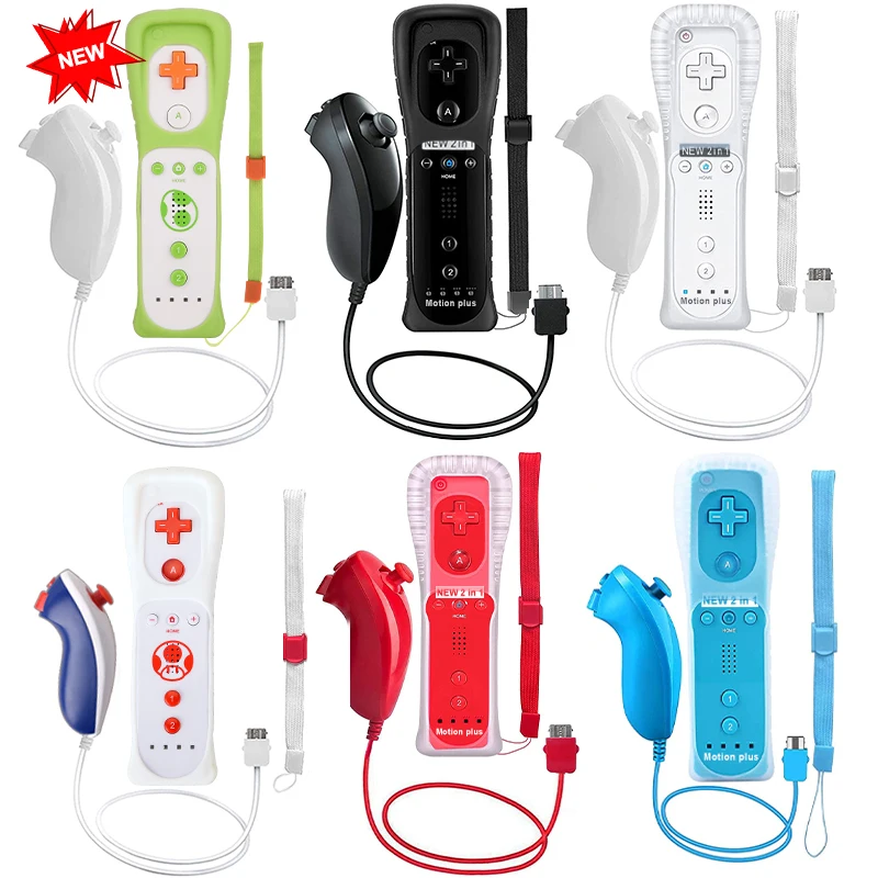 2 in 1 For Nintendo Wii Motion Plus Remote Controller Wireless Gamepad Game Controller For Wii Nunchuck Remote Controle Joystick