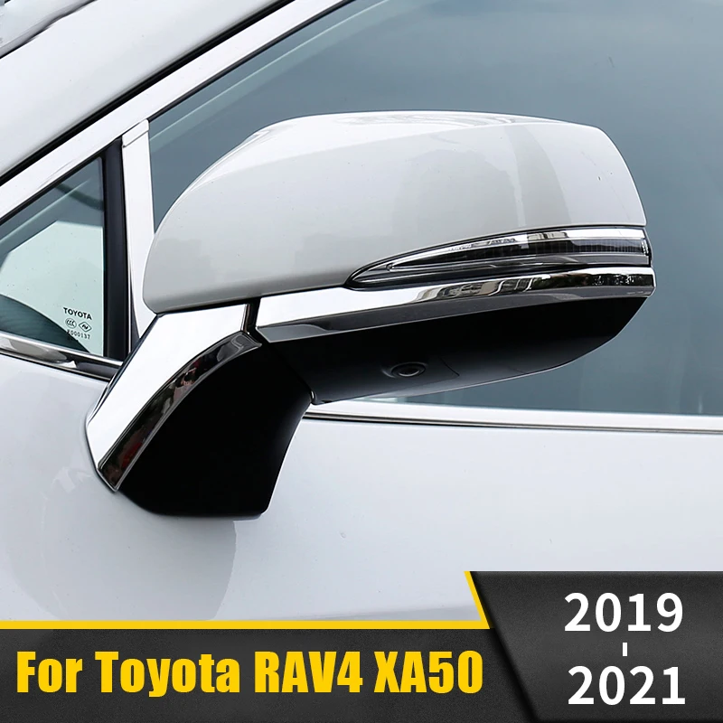 

For Toyota RAV4 RAV 4 XA50 2019 2020 2021 Car Rearview Mirror Side Molding Cover Trim Chrome ABS Carbon Fiber Accessories