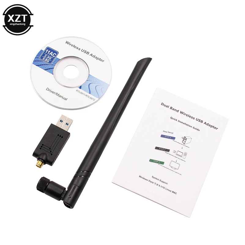 USB 3 0 1200 Мбит/с Wifi адаптер 5DBI двухдиапазонный 5 ГГц 2 4 802.11AC RTL8812BU Антенна Dongle сетевая