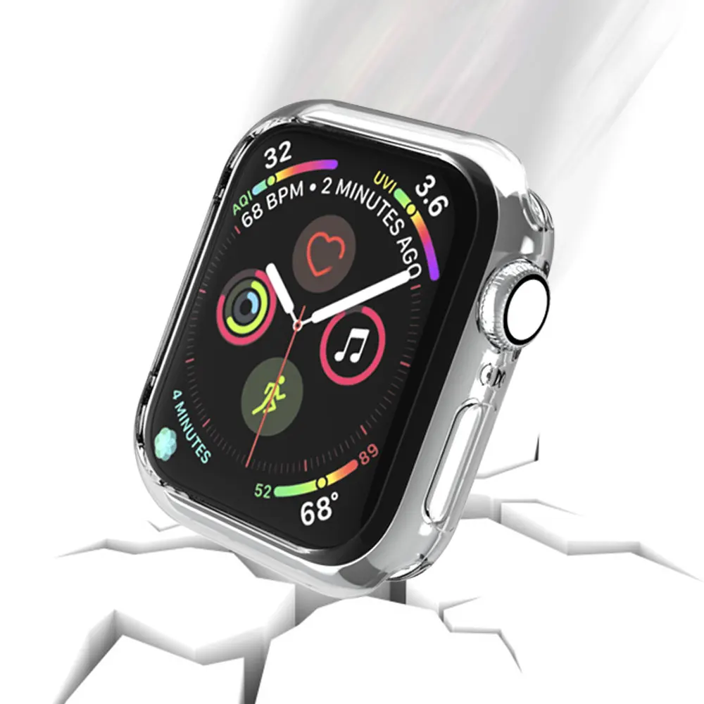 Мягкий чехол из ТПУ для Apple Watch 3, 2, 1, 42 мм, 38 мм, защитный чехол для iWatch 4, 40, 44 мм, серия 5, бампер для часов