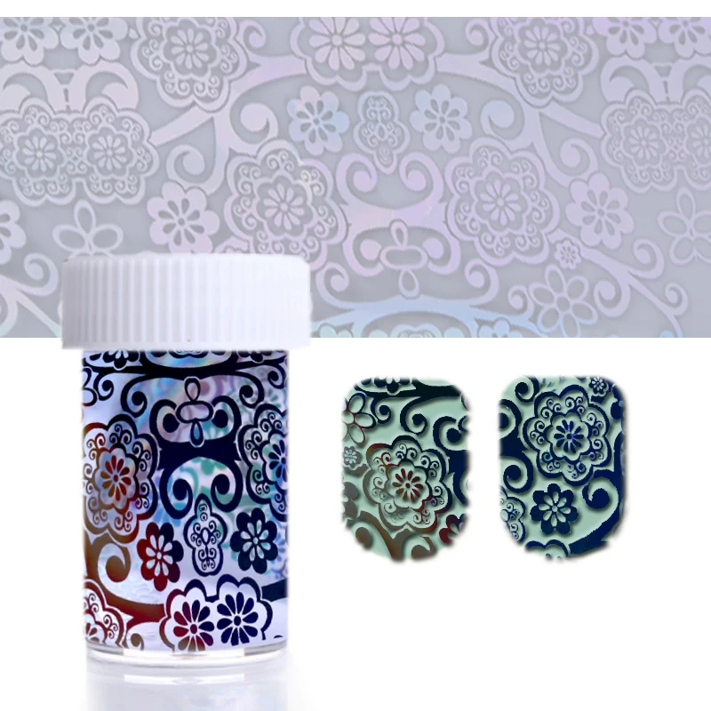 Holographic Nail Foils Laser Flower Designs Sticker Art Transfer Foil Stickers Adhesive Decals DIY Decor 100*4cm | Красота и здоровье