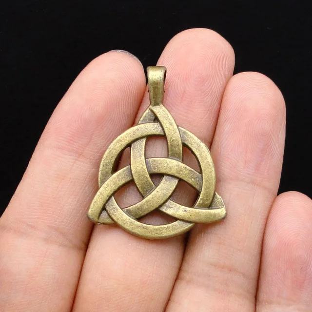 6pcs 34x27mm Винтажные ирландские кельтские узлы сельтический треугольник символ Трикветр тройной узел кулон треугольник узел Шарм 5~ 120 шт./лот - Окраска металла: 6pcs 34x27mm