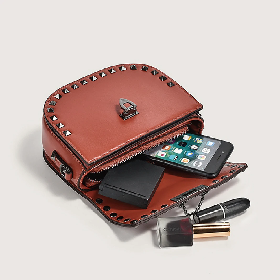 

100% Genuine Leather Top Layer Cowhide Handbags Classic Fashion Luxury Red Black Coffee Color Shoulder Bag For Women Saddle Bag