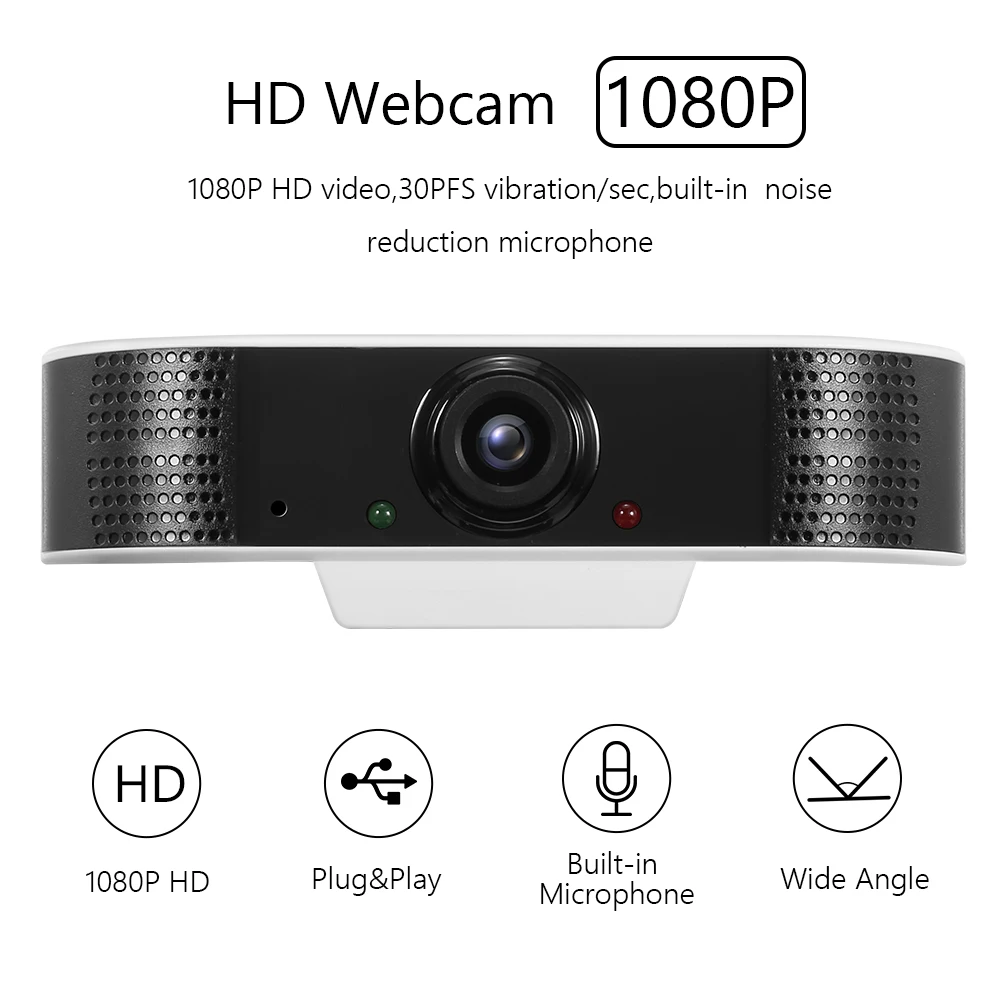 

1080P Webcam 2MP HD USB Computer Camera USB Webcam with Noise Reduction Microphone For Online Teachin Gaming Conference Chatting