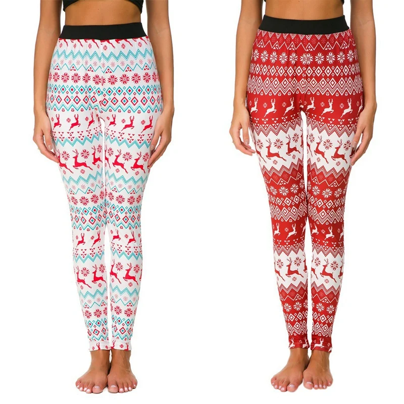 

Женские повседневные Леггинсы с принтом рождественского оленя, 2 шт.