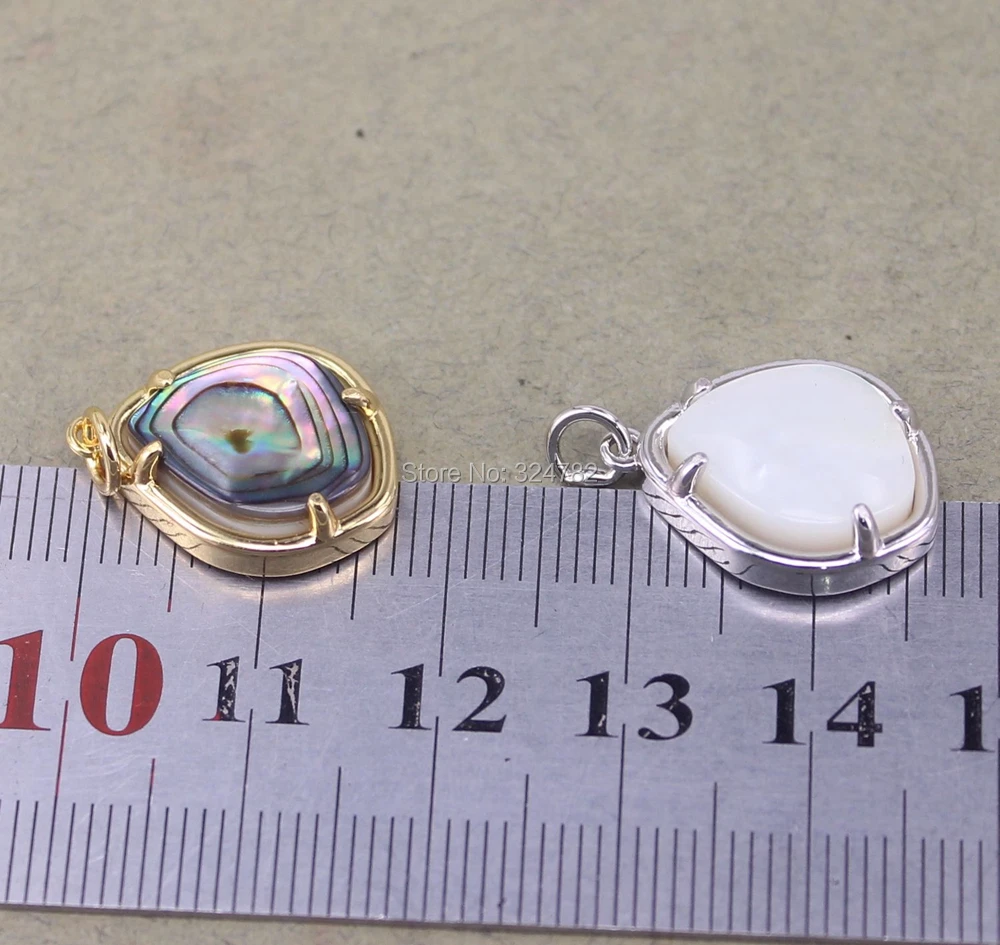 5pcs Dark Silver Gold Metal Natural Abalone Shell / Pearl Pendant For DIY Making Jewelry | Украшения и аксессуары