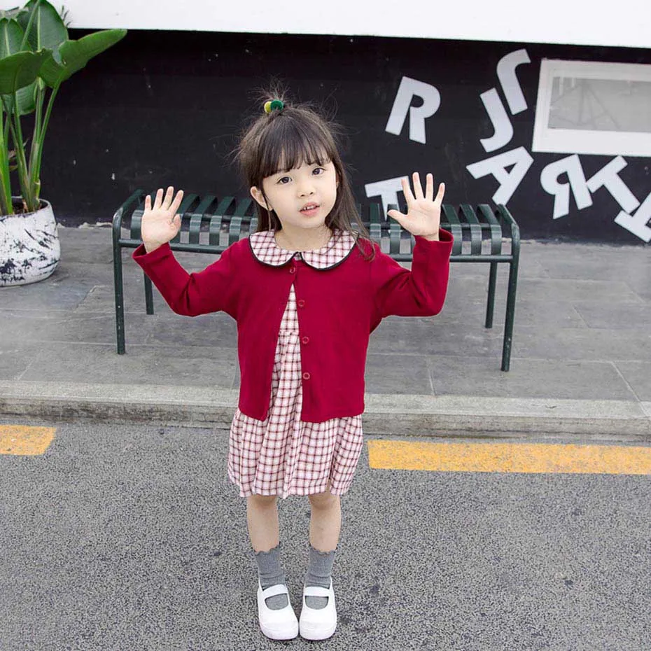 Одежда для малышей платье в клетку и кардиган комплект из 2 предметов одежда