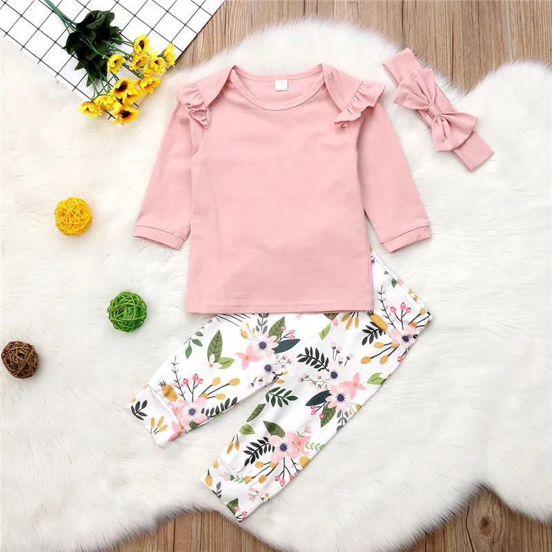 3 предмета футболка с рюшами для новорожденных девочек комплект одежды леггинсы
