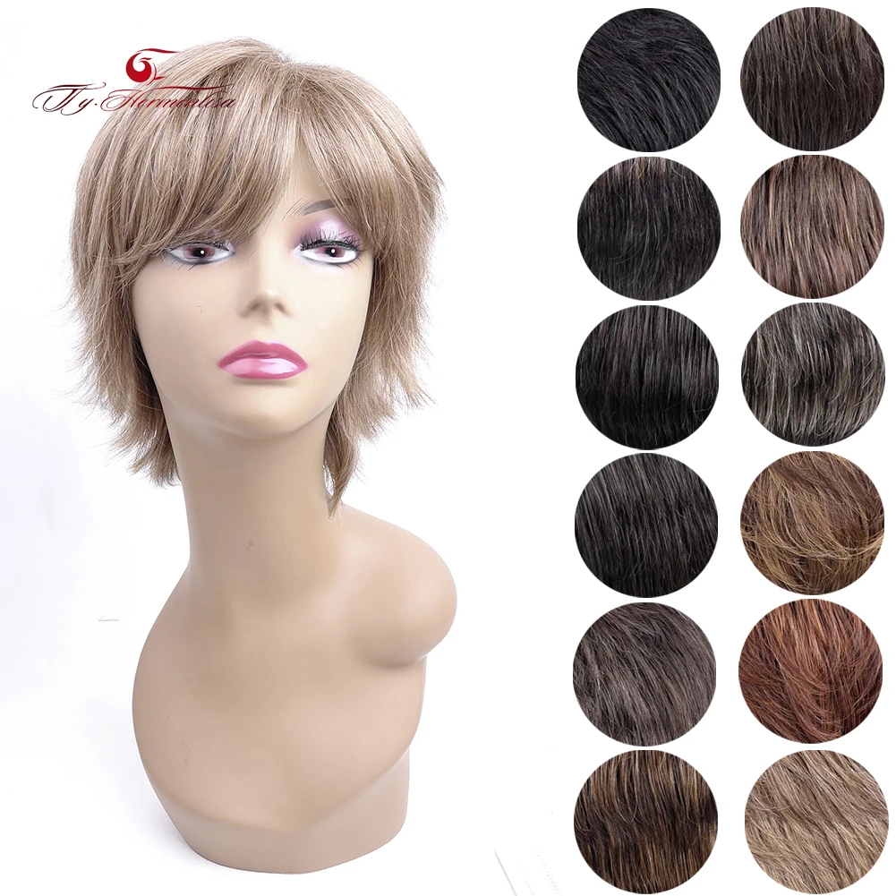

Ty.hermenlisa Synthetic Lace Front Wigs Pixie Cut Short Wig For Women Natural Hair Cosplay Wig Ombre Color