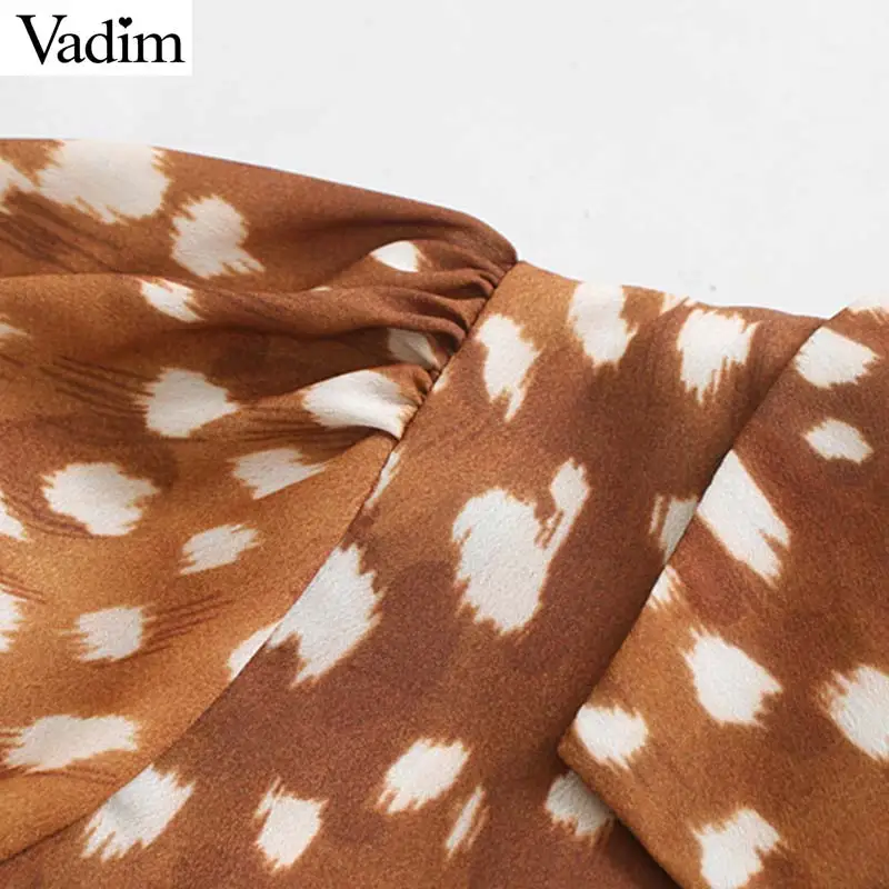 Vadim Женские Ретро леопардовые блузки с коротким рукавом летние рубашки офисная