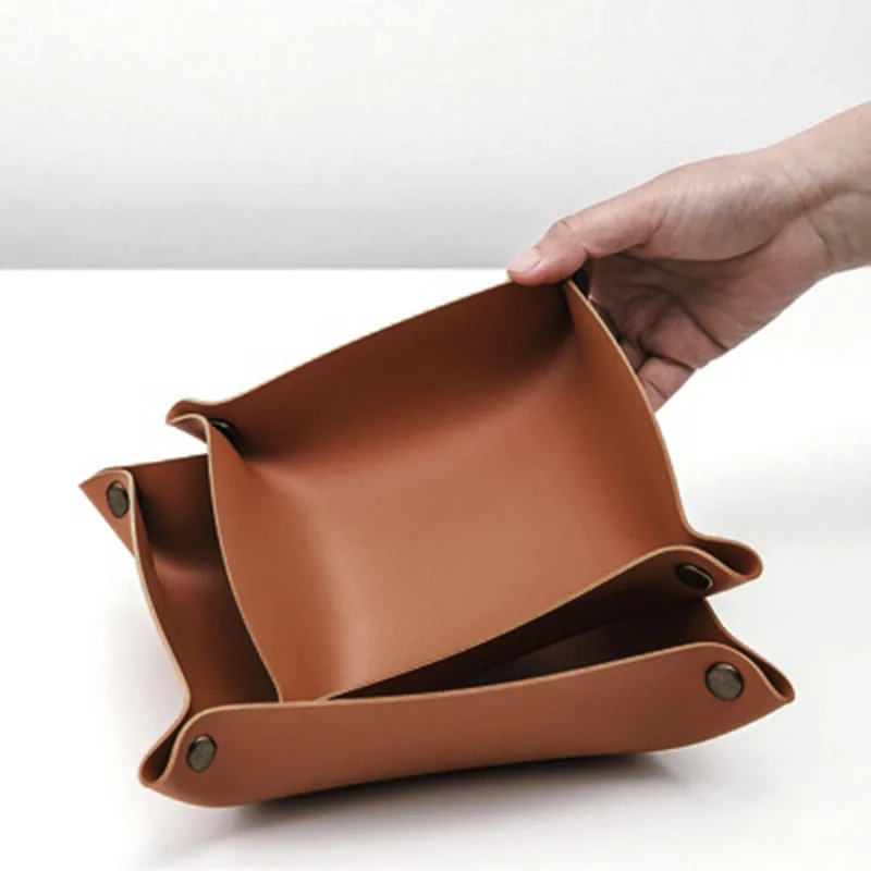 

Multifunction Leather Storage Box Folding Button Style Sorting Trays Smoke Accessory Ewelry Sundries Makeup Storage Home Storage