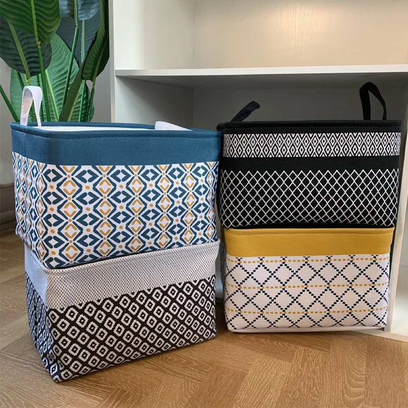 

Foldable Thick Three-layer Fabric Storage Basket Clothes Office Books and Sundries Storage Basket Children's Toy Storage Bucket