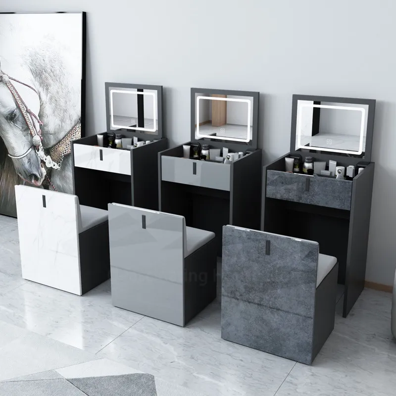 Современный мини туалетный столик с выдвижным ящиком зеркальный