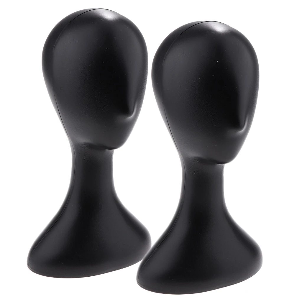 Female Plastic Abstract Mannequin Head Model Wig Hair Display Stand 2x Black | Шиньоны и парики