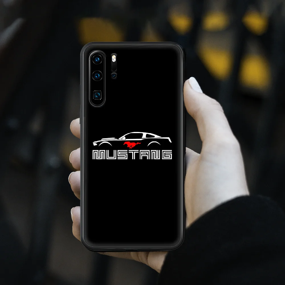 

hot car Mustang Phone Case cover For huawei p 8 9 10 20 30 40 P pro Smart 2019 Z lite mini black cover tpu Etui 3D coque trend