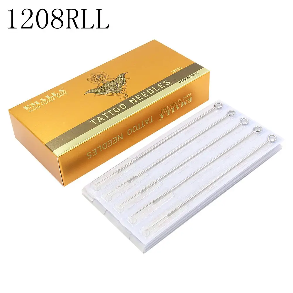 EMALLA 50 шт 0 35 мм 1208RL Одноразовые стерилизованные круглые Иглы для татуировки тату