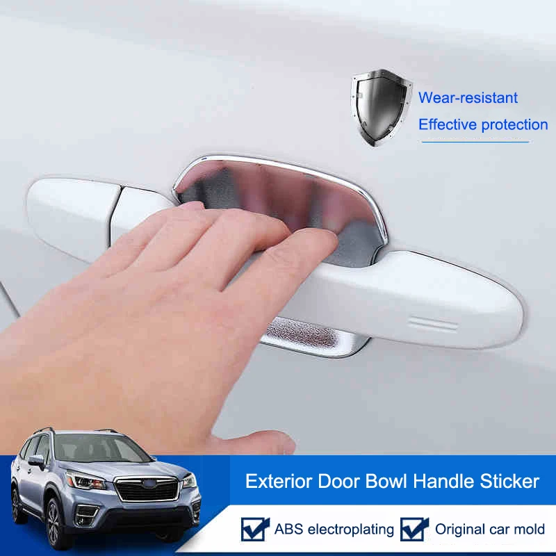 

QHCP Car Door Handle Cover Trim Frame Outer Gate Bowl Protect Sticker Electroplating Exterior Decor For Subaru Forester2019-2022