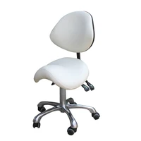 Standard Dental Mobile Chair Saddle Doctor's Stool PU Leather Dentist Chair Spa Rolling Stool with Back Support for Beauty