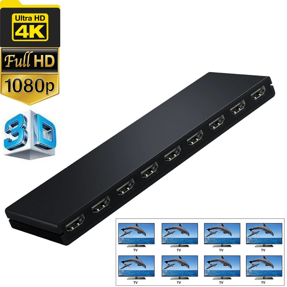 Фото 8-портовый HDMI-сплиттер 1 в 8 4K HDMI 1X8 сплиттер 4 HDCP для apple TV Macbook pro PS3 PS4 UHD | Электроника