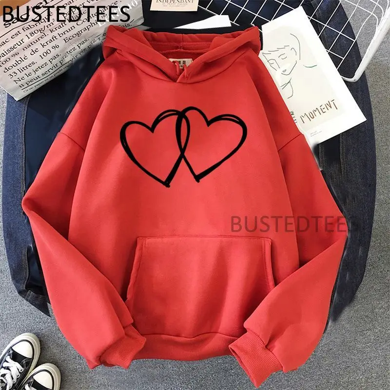 

Love Heart Print Hoodies Harajuku Hoodies Casual Ulzzang Gothic Graphic Hoodies Korean Style Streetwear Long Sleeve Pullovers