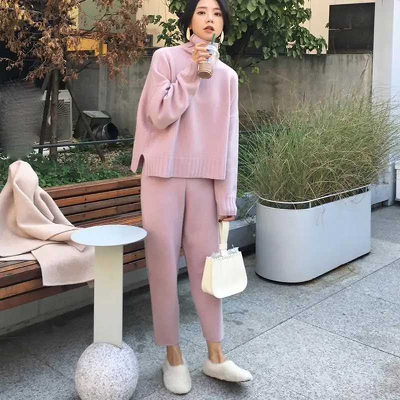 Новые женские осенне зимние свитера комплект из 2 предметов пуловер с воротником