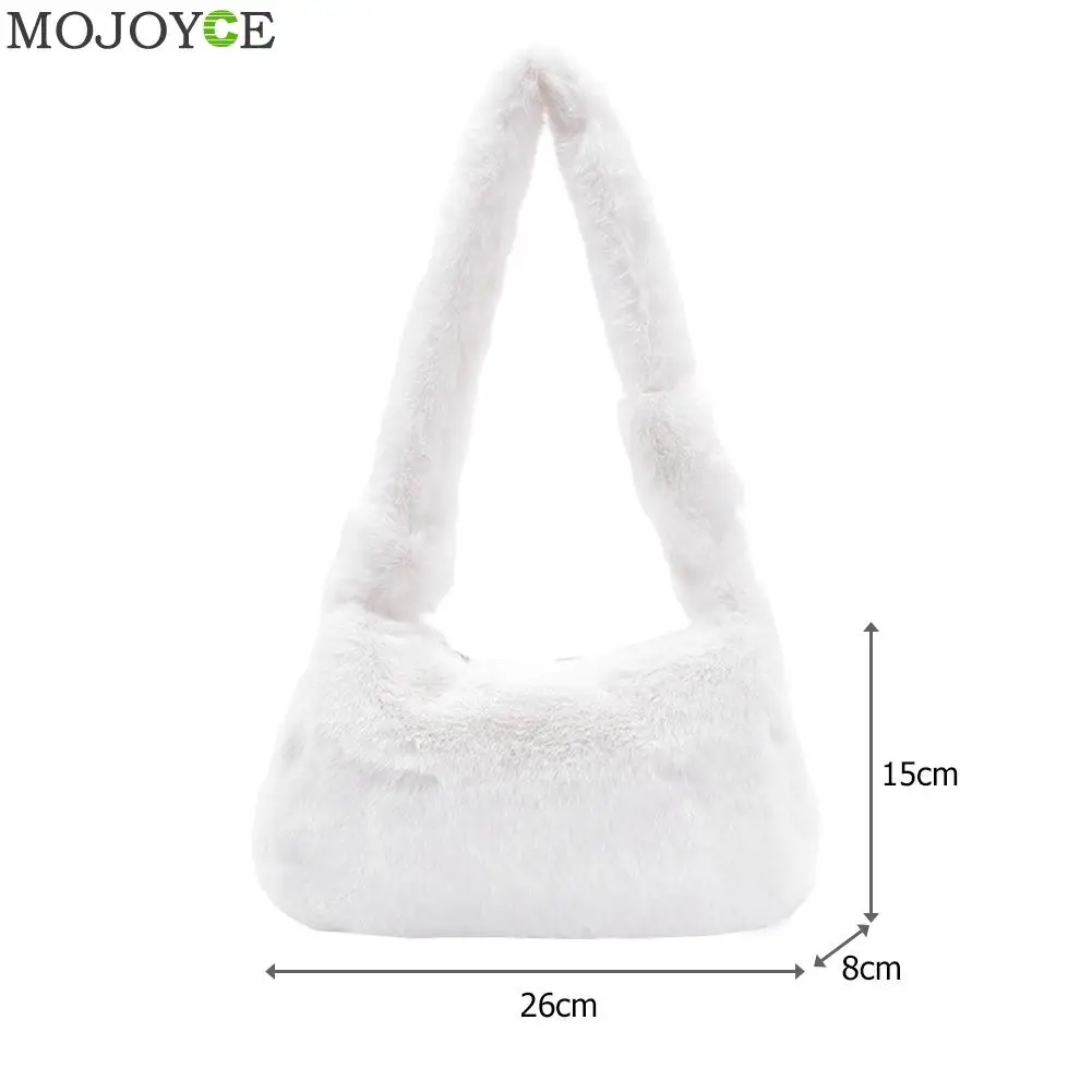 

Fashion Solid Color Shoulder Underarm Bag Women Plush Soft Autumn Winter Fashion Fluffy Female Totes Handbag