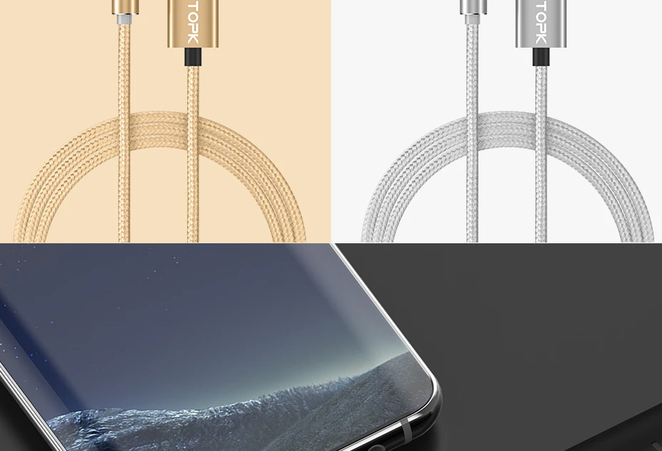 TOPK 1 м 90 градусов Магнитный кабель, нейлоновый светодиодный Micro USB кабель и usb type-C USB C кабель для iPhone samsung huawei Xiaomi htc sony