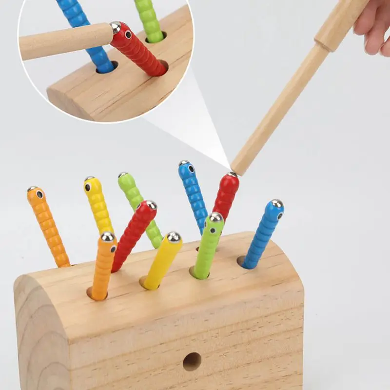 

10Pcs Insects Basic Educational Development Wooden Magnetic Catch Insects Game Toys Kids Children Montessori Educational Toys fo