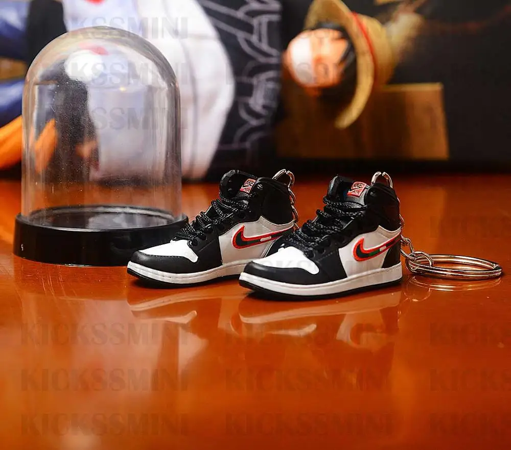 a pair w metal ring Дропшиппинг aj1 Chicago «не для перепродажи Красный» брелок в виде кроссовка Air Jordan 1 3D мини-кроссовки, запатентованный спортивный обувной брелок с кроссовком - Цвет: a pair w metal ring