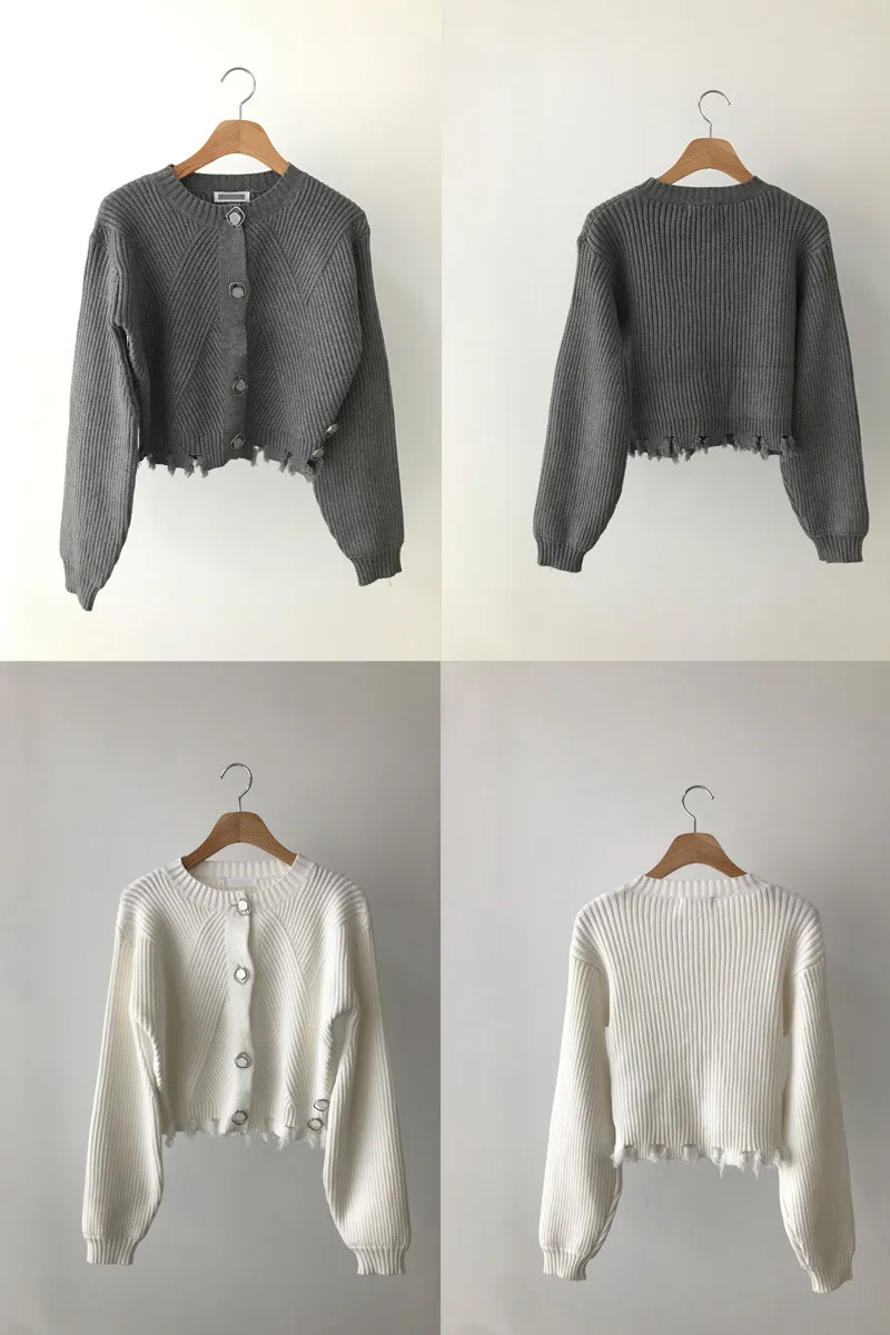 

Korean Vintage Chic Sweater Women Fashion Long Sleeve Ladies Cardigan White Cardigans Cropped Female Knit Sweaters Female