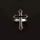 Винтажное Открытое кольцо с большим крестом для женщин и мужчин, стильное металлическое кольцо в готическом стиле, вечерняя бижутерия, 1 шт.