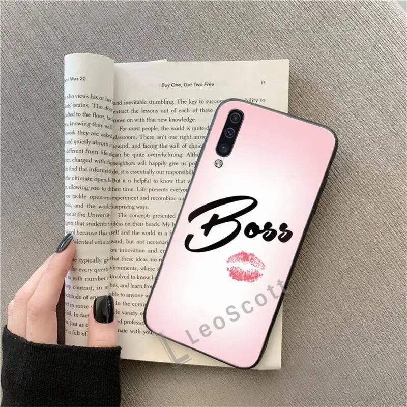 

Girl Boss Pink Women power text slogan Phone Case For Samsung A40 A31 A50 A51 A71 A20E A20S S8 S9 S10 S20 Plus note 20 ultra