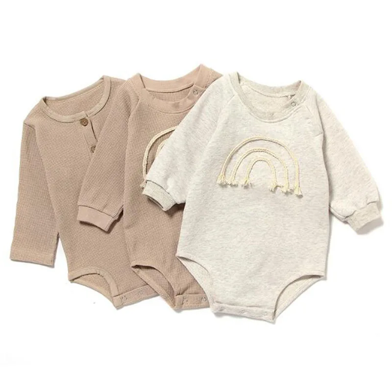 

Spring Infant Baby Boy Girl Rompers Boy Girl Long Sleeve Pure Color Rompers Autumn Baby Boy Girl Newborn Rompers Clothes