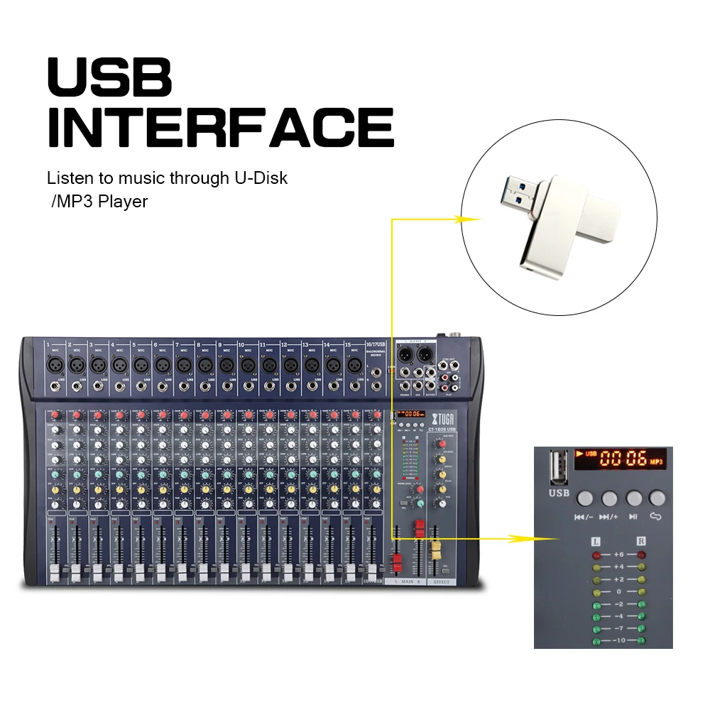 XTUGA CT 160S 16 каналов USB профессиональный сценический аудио миксер встроенный