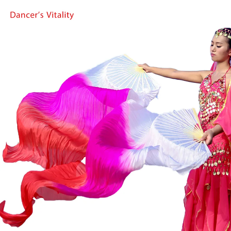 Оптовая дешевые вентилятор танца живота 100% шелковый шелк для женщин танец живота девушки танец живота аксессуары на сцене пара