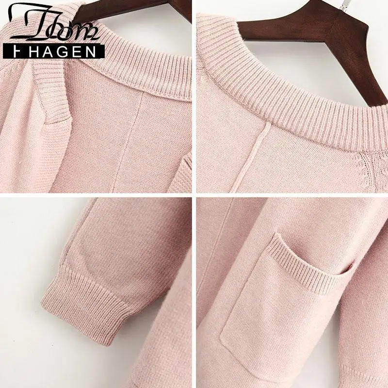 Для женщин розовый кардиган мода 2018 Осень зимний свитер Джемперы длинный вязаный